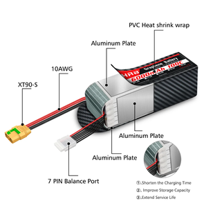 Batería de grafeno HRB 6S Lipo 22.2V 5000mAh 6000mAh 4000mAh 3300mAh 100C para Dron EC5 XT90-S con antichispas para Helicóptero - Product Image 2