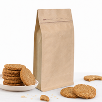 Sachet personnalisé à huit soudures latérales avec valve et fermeture éclair, fond plat, doypack pour café, noix, biscuits, snacks