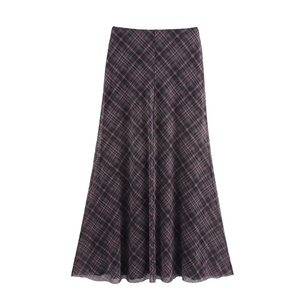 SHENZHU Vêtements <span class=keywords><strong>Femme</strong></span> 2025 Nouvelle Collection Printemps <span class=keywords><strong>Jupe</strong></span> <span class=keywords><strong>Longue</strong></span> Taille Haute à Carreaux en <span class=keywords><strong>Tulle</strong></span> Polyvalente et Élégante 5039281 - Product Image 2