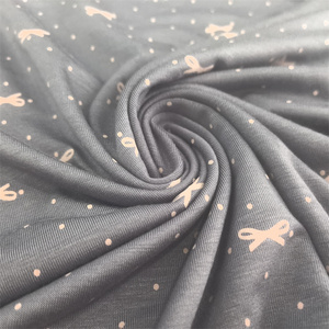 Fabricant de gros tricot 95% fibre de <span class=keywords><strong>viscose</strong></span> 5% <span class=keywords><strong>tissu</strong></span> spandex bowknot <span class=keywords><strong>imprimé</strong></span> <span class=keywords><strong>tissu</strong></span> <span class=keywords><strong>jersey</strong></span> simple pour bébé t-shirt vêtements - Product Image 3