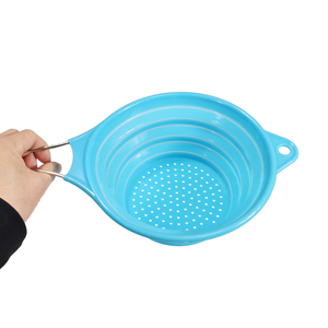 Passoire pliable multifonctionnelle en silicone avec poignée métallique – Ensemble d'égouttoirs de cuisine en silicone - Product Image 5