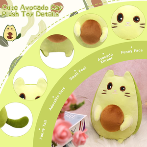 ตุ๊กตาแมวน่ารักสีเขียวอ่อน ขนนุ่ม รูปหน้าแมว ตัวอักษร <span class=keywords><strong>Funny</strong></span> Tail Brown Avocado Kernel ของขวัญสำหรับทุกวัย หมอนอิงรูปอะโวคาโด - Product Image 3