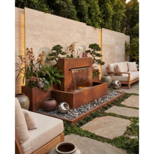 Cascada de Jardín de Acero Corten de 220 x 20 cm con Acabado de Pátina Oxidada, Elemento Decorativo para Exteriores - Product Image 1