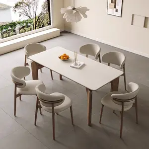 Table nordique en bois massif maison noyer bois couleur moderne simple lumière luxe mat frêne bois roche plaque table