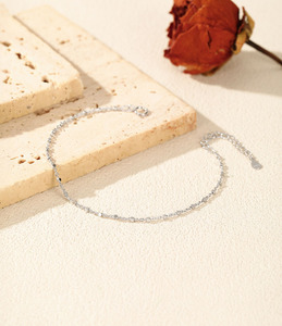 Pulsera fina de plata S925 con diseño de onda elegante, pulsera de cadena reflectante plateada, para uso diario, joyería unisex. - Product Image 5