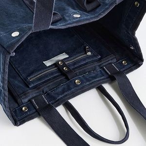 Women's DIY Large Navy Cotton <b>Canvas</b> Waterproof Tote Bag Snap Closure Custom Logo Summer Autumn Winter Fashion Shoulder Shopping - Product Image 3
