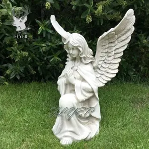 Outdoor Decoration Flying Angel Statue Large Marble Angel Statue Beautiful Angel Figure Carvings