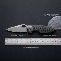 Couteau de camping pliant personnalisé en acier 14C28N Stonewashed, couteau de poche EDC à ouverture rapide en fibre de carbone avec clip de poche