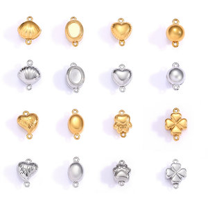 18K Gold Plated Stainless Steel Round Oval Ingot Pearl <strong>Plug</strong> Buckle Connectors for DIY Bracelet Necklace <strong>Chain</strong> - Product Image 1