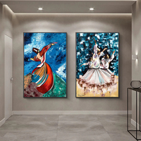 Peinture à l'huile sur toile abstraite représentant une danseuse, tableau sur toile pour la décoration de la chambre des enfants, salle de jeux