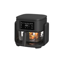 Friteuse à air électrique sans huile de grande capacité 5L, design carré en plastique, écran tactile numérique, affichage LCD, protection contre la surchauffe