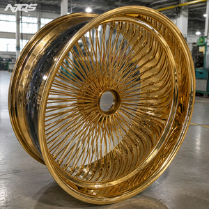 NJQS 인기 프론트 26x9 리어 26x10 스태거드 골드 노크오프 스타일 26인치 올 와이어 휠 - Product Image 1