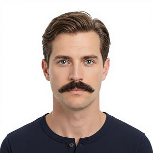 <span class=keywords><strong>Bigote</strong></span> y Barba Realistas de Cabello Humano para Hombre, Barba Falsa Gruesa <span class=keywords><strong>con</strong></span> Encaje Invisible, Ideal para Cosplay y Halloween - Product Image 1