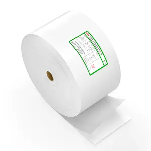 Jumbo roll 70gsm 80gsm transferência térmica etiqueta Semi brilho papel de arte com 58gsm branco glassine etiqueta da matéria-prima