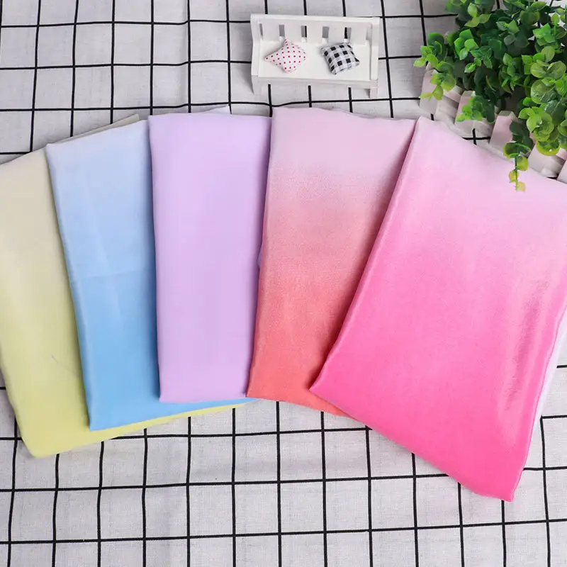 Tốt Drapery 100% Polyester 100D Đồng Bằng Dệt In Ấn Ombre Vải Voan