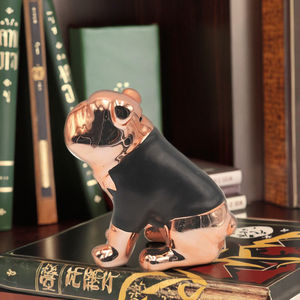 Assiettes en forme <span class=keywords><strong>de</strong></span> bouledogue or rose dernier modèle boîte <span class=keywords><strong>de</strong></span> sauvegarde <span class=keywords><strong>de</strong></span> pièces 3D en céramique tirelires personnalisées en forme d'animal pour cadeau d'enfant - Product Image 2