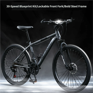 Bicicletta per Adulti con Telaio in Acciaio al Carbonio Forcella Ammortizzata Bloccabile Doppi Freni a Disco Mountain Bike Ammortizzata Variabile per Tutti i Terreni - Product Image 1