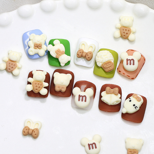 100 pièces/sac dessin animé dos plat résine Nail Art breloques mignon nœud papillon <span class=keywords><strong>Mickey</strong></span> ours crème glacée ongles strass - Product Image 2