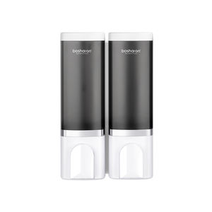 Nouveau distributeur de savon mural de luxe <span class=keywords><strong>sans</strong></span> rouille, en plastique, tactile, 500 ml*2 en 1, pompe, shampoing, hôtel, ensemble de salle de bain à 2 compartiments - Product Image 1