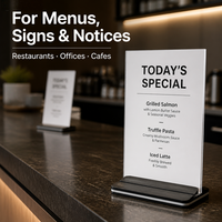 Support de Table en Acrylique Noir A4 A5, Porte-Menu Extensible pour Restaurant, Présentoir de Prix, Support de Bureau pour Réunions