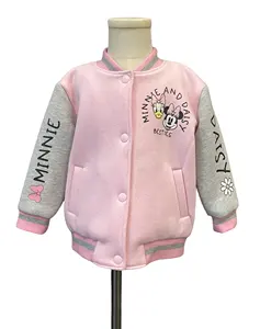 Venta al por mayor de ropa de mujer de alta calidad, chaqueta bomber de manga larga con logotipo personalizado, chaqueta rosa de algodón de béisbol para mujer