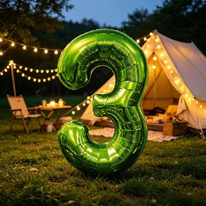 Palloncino in lamina metallica Party Love numero 3 verde 100 cm decorazione compleanno - Product Image 5