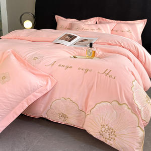 Lussuoso semplice cotone lavato ricamato in quattro pezzi copripiumino stile principessa <span class=keywords><strong>Set</strong></span> di lenzuola per piante - Product Image 4