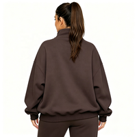 Sweat-shirt d'hiver décontracté pour femme, coupe ample, en mélange de coton doublé, brodé sur mesure, col roulé uni anti-plis