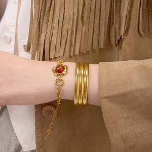 Pulsera de Ágata de Diseño con Cadena de Oro y Piedras Engastadas, Joyería para Mujer, Regalo, Brazalete de Moda - Product Image 2