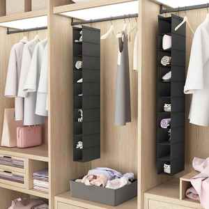10-Compartment Black Hanging <b>Shoe</b> Organizer Fabric <b>Storage</b> Bag With Plastic for Bedroom Closet Bedding <b>Space</b> <b>Saving</b> - Product Image 4