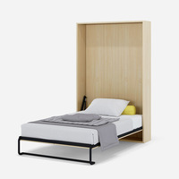 Lits Murphy horizontaux, meubles gain de place pour la maison, lit mural invisible pour petit appartement avec ensemble armoire, lits pliants