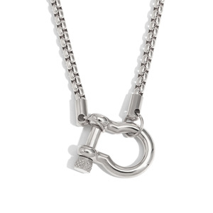 Gargantilla de cadena de cuerda de acero inoxidable chapada en oro de 18 quilates, joyería impermeable que no se deslustra, collar de <span class=keywords><strong>herradura</strong></span> de dos tonos - Product Image 4
