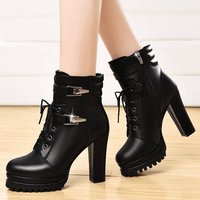 Bottes à talons hauts classiques noires décontractées pour femmes, à fermeture éclair, collection hiver, vente chaude