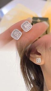 Xinfly 18K White Gold <b>Fine</b> <b>Stud</b> <b>Earring</b> 0.70 Carats Natural Diamond Square Design - Product Image 3