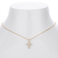 Collier Croix Élégant et Délicat en Argent S925 Yunzhi Christian avec Zircon Cubique Scintillant Plaqué Or 14K pour Femme