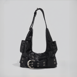 Sac hobo féminin artisanal compact en cuir PU, à bandoulière croisée ou à porter sur le bras, en forme de demi-lune - Product Image 1