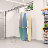 Support mural moderne et durable en bambou pour planche de surf avec support de rangement flottant en bois pour skateboard
