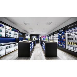 Mesa personalizada de alta gama para tienda de ordenador portátil, diseño de sala de exposición, decoración de tienda de ordenador