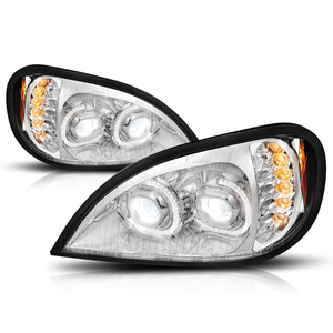 ไฟหน้าโปรเจคเตอร์คู่แบบ LED DRL สำหรับรถ Freightliner Columbia ปี 04-17 สีโครเมียม - Product Image 2