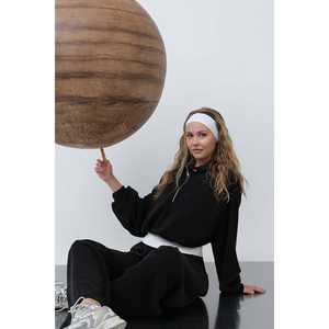 Ensemble deux pièces en tricot pour femmes Noir Manches longues Décontracté Automne Respirant - Product Image 2