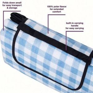 Bulk <b>Large</b> Square Custom Logo Outdoor Folding Carrier Oxford Sand Proof Waterproof <b>BBQ</b> Picnic Blanket Mat - Product Image 5