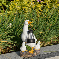 Décoration d'extérieur solaire transfrontalière en forme de canard, ornement animal lumineux créatif pour la maison, artisanat lumineux sculpté en résine époxy