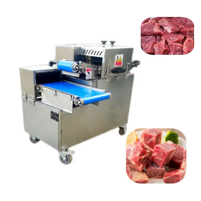 400 kg/h machine de découpe de cubes de viande boeuf dicer secondaire machine de découpe de viande coupe-poitrine de poulet machine à trancher la viande automatique