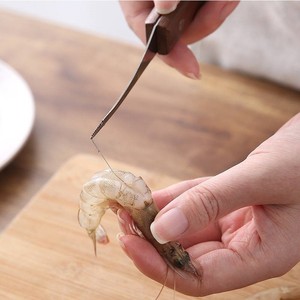 Shrimp Deveining Tool Beechwood Stainless Steel Kitchen Gadget Seafood Prep - Product Image 2