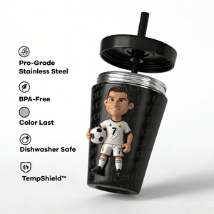 ZREGGUR Gobelet personnalisable en acier inoxydable de 12 oz pour supporter de football, accessoires de football, autocollant de drapeau, cordon, journée de match, <span class=keywords><strong>CR7</strong></span> - Product Image 5