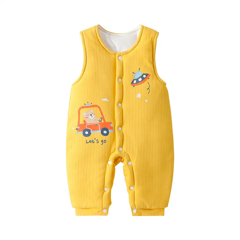 Mode Babykleding Fabrikant Kinderen Winter Mouwloze Jumpsuit Eendelige Overalls