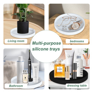 3 Packs Round Silicone Serving Vanity <b>Tray</b> Counter Plate Candle Soap <b>Perfume</b> Holder Circle Decorative Bathroom Organizer - Product Image 6