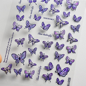 Hot Selling Purple Laser Butterfly Nail Art <b>Stickers</b> Self Adhesive 5D Colorful Butterfly Fairy <b>Stickers</b> <b>Decals</b> - Product Image 3