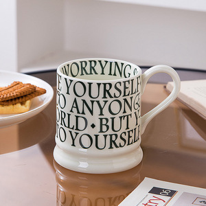 Tasse à eau en céramique artisanale de 380 ml (12 oz) avec motif personnalisé LOGO, style nordique créatif, pour petit-déjeuner, lait ou café, idéale pour les couples - Product Image 2