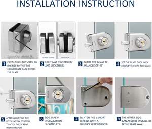 กลอนล็อกประตูกระจกสแตนเลสกลอนล็อคพื้นสำหรับห้องน้ำห้องส้วมร้านค้าประตูกระจก - Product Image 5